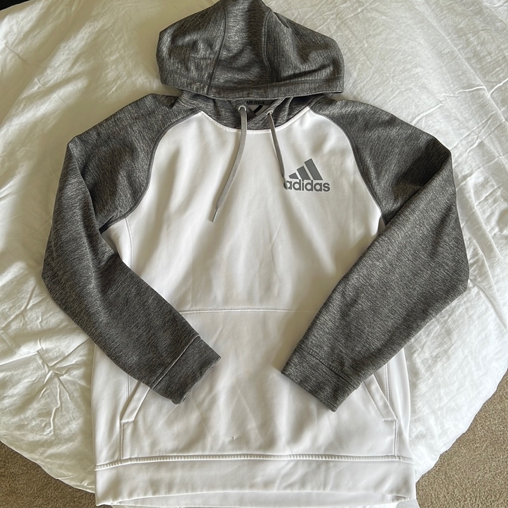 Adidas Cold Weather Hoodie - Size XL - Gray and White